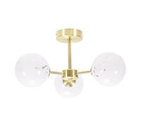 ValueLights | Gold 3 Way Flush Ceiling Light Fitting with White Confetti Glass Lampshades | Close-to-Ceiling Lights, Home Décor & Improvement Essential | Includes Bulb