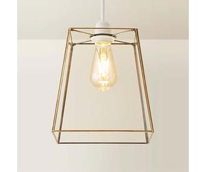 ValueLights | Gold Metal and Clear Glass Lantern Easy Fit Ceiling Light Shade | Lamp Shades, Home Décor & Improvement Essential | 18cm Shade Width