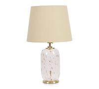 ValueLights | Gold Metal and White Confetti Glass Table Lamp with Beige Tapered Lampshade | Home Décor, Bedside & Desk Lamp