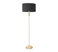 ValueLights | Gold Metal Candlestick Floor Lamp with Charcoal Fabric Drum Shade Living Room Light | Floor Lamps, Home Décor & Improvement Essential | Included LED Bulb
