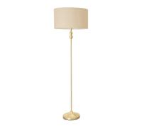 ValueLights | Gold Metal Candlestick Floor Lamp with Natural Fabric Drum Shade Living Room Light | Floor Lamps, Home Décor & Improvement Essential | Included LED Bulb
