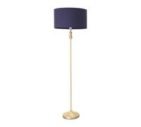 ValueLights | Gold Metal Candlestick Floor Lamp with Navy Blue Fabric Drum Shade Living Room Light | Floor Lamps, Home Décor & Improvement Essential | Included LED Bulb