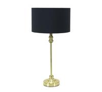 ValueLights | Gold Metal Candlestick Table Lamp with Black Fabric Drum Shade Bedside Light | Table Lamps, Home Décor & Improvement Essential | Included LED Bulb