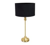 ValueLights | Gold Metal Candlestick Table Lamp with Black Velvet Drum Shade Bedside Light | Table Lamps, Home Décor & Improvement Essential | Included LED Bulb