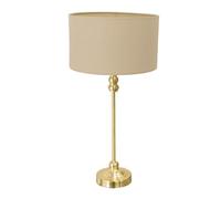 ValueLights | Gold Metal Candlestick Table Lamp with Natural Fabric Drum Shade Bedside Light | Table Lamps, Home Décor & Improvement Essential
