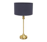 ValueLights | Gold Metal Candlestick Table Lamp with Navy Blue Fabric Drum Shade Bedside Light | Table Lamps, Home Décor & Improvement Essential | Included LED Bulb