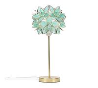 ValueLights | Gold Metal Single Stem Table Lamp with a Aqua 3D Glass Flower Lampshade | Home Décor, Bedside & Desk Lamp | Includes Bulb