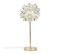 ValueLights | Gold Metal Single Stem Table Lamp with a Clear 3D Glass Flower Lampshade | Home Décor, Bedside & Desk Lamp