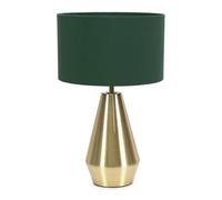 ValueLights Gold Metal Touch Dimmer Table Lamp with Forest Green Drum Shade for Bedroom Bedside Table