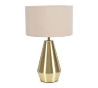 ValueLights Gold Metal Touch Dimmer Table Lamp with Natural Drum Shade for Bedroom Bedside Table