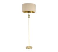Marissa Beige and Metallic Gold Shade with Brushed Gold Stacked Ball Floor Lamp ValueLights Beige One Size