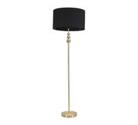 ValueLights Gold Stacked Ball Single Stem Standing Floor Lamp with Black Drum Shade for Living Room - LED Bulb Included