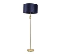 ValueLights | Gold Stacked Ball Single Stem Standing Floor Lamp with Navy Blue Velvet Shade | Floor Lamps & Torchieres, Home Décor & Improvement Essential | Includes Bulb