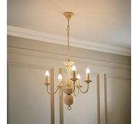 Valuelights Gothica Traditional 5 Way White Flemish Style Ceiling Light Chandelier Fitting
