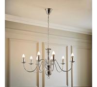 MiniSun | Large Retro Style 8 Way Ceiling Light Chandelier Fitting in a Polished Chrome Finish | Home Décor, Bedside & Desk Lamp | Mains Wired