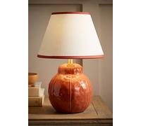 ValueLights Gourdette Burnt Orange Glazed Table Lamp with Tapered Trim Lamp Shade ValueLights Burnt Orange