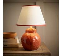 ValueLights Gourdette Burnt Orange Glazed Table Lamp with Tapered Trim Lamp Shade ValueLights Burnt Orange
