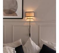 Valuelights Grant Pair Of - Plug In Natural Rattan Wicker Cane Easy Fit Wall Lights - Bulbs Included