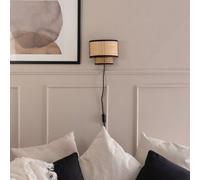 Valuelights Grant Plug In Natural Rattan Wicker Cane Easy Fit Wall Light