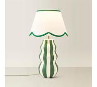 ValueLights | Green Stripe Curved Table Lamp with Scalloped Lamp Shade | Table Lamp, Home Décor & Improvement Essential