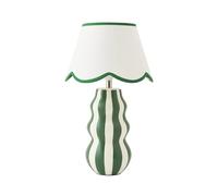 ValueLights | Green Stripe Table Lamp with Scalloped Lamp Shade and Bulb | Table Lamp, Home Décor & Improvement Essential