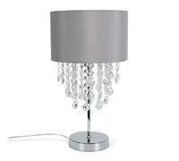 ValueLights | Grey Fabric Table Lamp Acrylic Jewel Droplet Drum Shade | Table Lamps, Home Décor & Improvement Essential