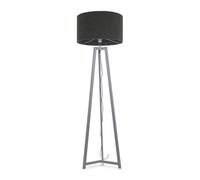 Lottie Grey Wood Tripod Floor Lamp with Boucle Drum Shade and LED Bulb ValueLights Charcoal One Size