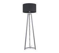 ValueLights | Grey Wood Tripod Floor Lamp with Charcoal Grey Fabric Drum Lampshade Living Room Light | Floor Lamps, Home Décor & Improvement Essential | Included LED Bulb