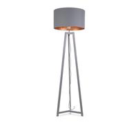 ValueLights | Grey Wood Tripod Floor Lamp with Grey/Copper Drum Lampshade Living Room Light | Floor Lamps, Home Décor & Improvement Essential | Included LED Bulb