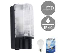 Valuelights Griffin Outdoor Heavy Duty Black Plastic Ip44 Rated Dusk To Dawn Bulkhead Security Wall Light With Led Gls Bulb