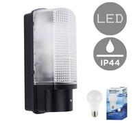 Valuelights Griffin Outdoor Heavy Duty Black Plastic Ip44 Rated Dusk To Dawn Bulkhead Security Wall Light With Led Bulb