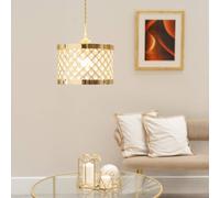 ValueLights | Gold Easy Fit Metal Cut Out Lampshade Acrylic Jewel Drum Ceiling Light Shade | Shades, Home Décor & Improvement Essential | 240mm Shade Width