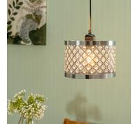Valuelights Hadley Silver Easy Fit Metal Cut Out Acrylic Jewel Drum Ceiling Light Shade (D)24Cm
