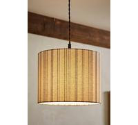 Valuelights Hallie Natural Linen Stripe Detail Drum Ceiling Pendant Lamp Shade Natural Small