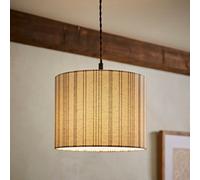 Valuelights Hallie Natural Linen Stripe Detail Small Drum Ceiling Lamp Shade (D)26Cm