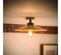 ValueLights Hampstead Metal Rolled Edge Tapered Flush Ceiling Light in Olive ValueLights Olive