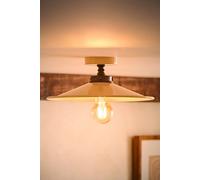 ValueLights | Hampstead Natural Rolled Edge Tapered Flush Ceiling Light and Bulb | Ceiling Light, Home Décor & Improvement Essential | Bulb Included