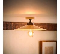 ValueLights Hampstead Metal Rolled Edge Tapered Flush Ceiling Light in Cream ValueLights Cream