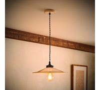 Valuelights Hampstead Natural Rolled Edge Tapered Pendant Ceiling Light And Bulb