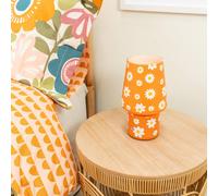 ValueLights | Orange Flower Glass Rechargeable Portable Table Lamp, Dimmable Touch Button Cordless Light | Table Lamps & Home Improvements Essential