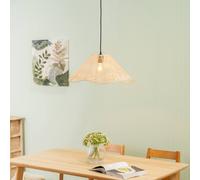 ValueLights | Natural Wavy Rattan Wicker Ceiling Lampshade Easy Fit Pendant Light Shade LED Bulb Included | Shades & Home Improvements Essential | 37cm Shade Width
