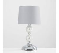 MiniSun | Modern Chrome and Mosaic Glass Table Lamps with Grey Shades | Table Lamps, Home Décor & Improvement Essential | Set of 2