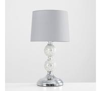 Valuelights Harmony Pair Of Harmony Chrome And Mosaic Crackle Glass Table Lamps With Grey Shade