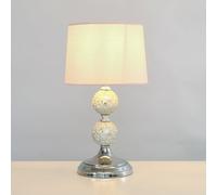 Modern Decorative Chrome & Mosaic Crackle Glass Table Lamp with a Pink Shade