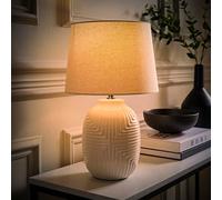 Valuelights Harrison Taper Shade White Geo Rib Pattern Gloss Table Lamp With Bulb White Small
