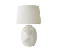 ValueLights | Harrison Taper Shade White Geo Ribbed Pattern Gloss Large Table Lamp with Bulb | Table Lamps, Home Décor & Improvement Essential | Light Bulb Included