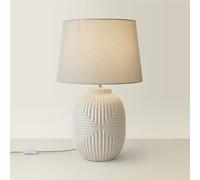 Harrison Tapered Shade Grey Geometic Ribbed Pattern Gloss Table Lamp ValueLights Grey Large