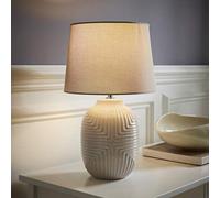 Valuelights Harrison Tapered Lamp Shade Grey Geometric Ribbed Pattern Gloss Medium Table Lamp
