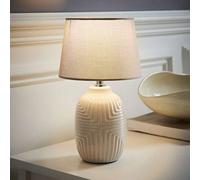 Valuelights Harrison Tapered Lamp Shade Grey Geometric Ribbed Pattern Gloss Small Table Lamp