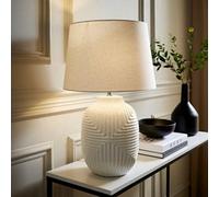 Valuelights Harrison Tapered Lamp Shade White Geometric Ribbed Pattern Gloss Large Table Lamp